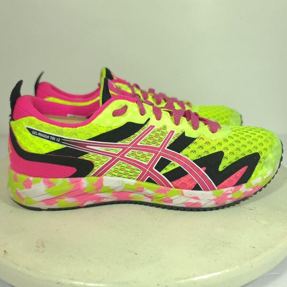Asics GEL-Noosa Tri 12 Running Shoe Women Sz 7.5 Neon Comfort Sneaker 1012A578 - Picture 2 of 16